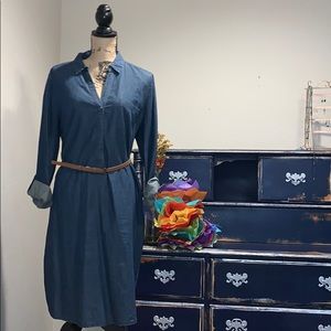 The Limited Ashton Chambray Belted Shirt Dress